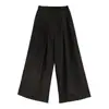 Calça Casual Feminina Neihe com Cintura Elástica, Corte Reto e Solto, Pernas Largas e Efeito de Caimento Sofisticado 258139
