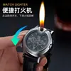 Isqueiro Inflável Criativo em Formato de Relógio, Relógio de Pulso Eletrônico com Chama Aberta a Gás Personalizado, Isqueiro de Metal, Presente de Alto Padrão