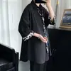 Camisa Masculina com Laço Fluida Estilo Coreano Tendência Bonito Estilo Acadêmico Conjunto de Uniforme DK Estilo de Hong Kong Bonito Rebelde Camisa de Sete Mangas