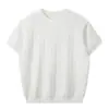 Camiseta de Tricô Manga Curta Xadrez Vazado Gola Redonda Estilo Old Money, Cor Sólida, Respirável, Não Amassa, Top Fino para Homens, Transfronteiriço
