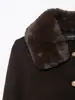 Venta al por mayor 2025 Nuevo Otoño Estilo Europeo y Americano Suéter de Punto con Efecto Piel Sintética en el Cuello para Mujer 365225