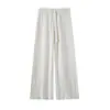 Pantalones de punto anchos para mujer con adornos de pedrería de alta resistencia, nuevo estilo otoño/invierno 2026, pantalones casuales rectos de talle alto que estilizan, con caída, de estilo relajado