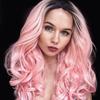 Peluca de anime femenina nueva de fibra química con cobertura completa de cabeza, cabello largo rizado transfronterizo europeo y americano, COS degradado gris