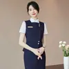 Traje Profesional de Salón de Belleza de Verano, Elegante Traje Chaleco, Ropa de Trabajo para Catering de Hotel, Uniforme de Trabajo para Mujer para Joyería