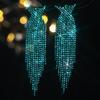 Pendientes largos con borlas verdes sin color transfronterizos europeos y americanos para mujer, exquisitos pendientes y accesorios para las orejas que combinan con todo.