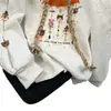 Sudadera con capucha bordada de dibujos animados talla grande para mujer, nueva moda 2025, top engrosado para tallas pequeñas