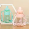 Taza de Agua de Plástico con Paja y Correa Impresa de Moda Sellada a Prueba de Fugas Taza de Agua para Estudiantes Portátil Taza de Agua para Fitness al Aire Libre