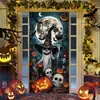 Nuevo Banner de Puerta de Terror de Halloween Tela de Fondo Decoración Estilo Americano Cubierta de Puerta Banner del Festival de Fantasmas Tela Colgante Transfronteriza Tapiz de Fiesta