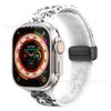 Para Apple Watch Pulseira de silicone impressa iwatch8Ultra transparente luminosa Apple pulseira dobrável magnética