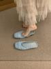 Chinelos Franceses com Recortes para Dedos para Uso Externo de Verão Feminino 2025 Novos Sapatos Birkenstock Chinelos de Tricô Slip-On Preguiçosos para Mulheres