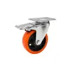 Rueda giratoria de poliuretano naranja de tamaño mediano de 3 pulgadas, 4 pulgadas, 5 pulgadas con freno para carretilla de plataforma plana industrial