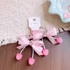 Lazo Dulce de Cereza Estilo Coreano para el Pelo, Pin Lateral para Niñas, Diadema de Tela a Cuadros, Pasador Lindo
