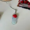 Lindo llavero de chancla de fruta brillante, correa para teléfono, colgante realista de chancla para bolso, accesorio de regalo para mejores amigos