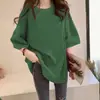 Camiseta de Manga Curta Oversized Estilo Europeu Nova Coleção Verão 2026 para Mulheres com Estampa de Letras, Algodão Puro, Comprimento Médio, Corte Solto, Top Emagrecedor