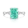Anillo Rectangular con Flor de Hielo de Piedra Preciosa de Color de Venta Caliente en Tiktok Live con Diamante Brillante de Alto Kilate, Anillo Moderno y Sencillo, Envío Directo de una Pieza