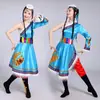 Robe Xizang Adulto de Um Ombro para Performance de Palco, Roupa Étnica Minoritária Xizang, Traje de Dança Tashi Delek, Vestido de Performance Xizang, Saia Longa