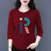 Comercio exterior transfronterizo ropa de maternidad, camiseta de manga tres cuartos para mujeres de mediana edad y mayores, top base versátil casual holgado