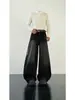 Jeans Oversize Bordados de Nicho Retro Americano para Hombre, Limpios Holgados Casuales de Primavera y Otoño, Pantalones Curvos Estilo Vintage