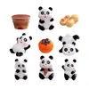 Terrario de musgo, figura de panda creativa y adorable para hacer té alrededor de una estufa, accesorios de decoración DIY, adornos en miniatura