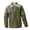 Chaqueta de Cuero para Hombre Estilo Retro Americano, Tendencia Primavera y Otoño, Holgada, Casual, Fresca, Biker, Abrigo Cortavientos