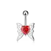 Anillo de Acero Inoxidable Mariposa para Ombligo Transfronterizo Corazón de Melocotón Zirconia Piercing de Ombligo Hebilla de Ombligo Venta al por Mayor