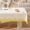 Toalha de Mesa Desenho Animado, Sem Lavagem, Impermeável, À Prova de Óleo, Resistente ao Calor, Estilo Dopamina Creme, Toalha de Mesa Retangular, Protetor de Mesa, Chá