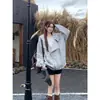 Chaqueta cárdigan con cremallera, estilo fino para primavera/otoño, 2026, corte holgado, diseño retro americano, chaqueta sudadera con capucha única para mujer