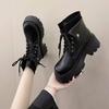 Populares Botas Retro Martin para Mujer, Nuevo Estilo Otoño/Invierno 2025, Estilo Británico, Suela Gruesa, Alargadoras, Modernas Botines Negros Adelgazantes