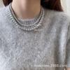 Collar de perlas artificiales grises de moda Chen Mo, collar de cadena para clavícula con imán de hemisferio redondo, collar Viento Frío al por mayor