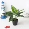 Venta al por mayor de fábrica hojas de plantas verdes de alta simulación mesa sala de estar exhibición decoración de hojas de simulación planta verde bonsái