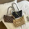 Bolso de axila de lunares de moda, diseño versátil de bloques de color, gran capacidad, bolso de mano casual y elegante para exportación