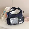 Bolsa ita em formato de estrela estilo japonês para mulheres, bolsa de ombro transparente com retalhos de grande capacidade, bolsa transversal doce para meninas e alunas do ensino fundamental