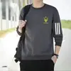 Moletom masculino, novo modelo primavera e outono 2025, gola redonda, corte solto, blusa de outono sem capuz, jaqueta de manga comprida para adolescentes