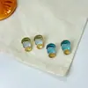 Pendientes Metálicos Redondos Multicapa de Gota de Aceite Geométrica Pendientes de Bloqueo de Color Patchwork Artístico Vintage de Tres Capas Coloridos Transfronterizos