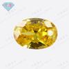 Huagang Gem Anillo de Zirconia Amarillo Dorado Forma de Huevo de Agujero Único Piedra Desnuda Ovalada Gema CZ Artificial Anillo con Cara Perforada