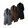 Outono Inverno Novo Estilo Estilo Alemão Casaco Trench Coat Masculino Toque de Alto Padrão Estilo Britânico Estilo Longo Acima do Joelho Casaco de Lã Jaqueta Masculina