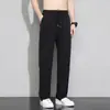 Pantalones de Seda Helada para Hombre de Primavera y Verano, Pantalones Casuales para Hombre, Estilo Coreano Ajustado de Secado Rápido, Holgados, Rectos, con Caída, Pantalones Deportivos