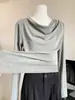 Top de diseño sutil con cuello de solapa para mujer, temporada Primavera/Otoño 2026, Absolutamente Hermoso, Dulce y Picante, Camiseta de manga larga de un solo hombro, Ajuste ceñido, Top básico perezoso