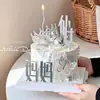Decoração de Bolo Dia das Mães 2026 Ornamento de Coroa de Cristal Borboleta Iridescente Acrílica Fada Prateada Mamãe Topper