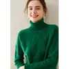 Suéter de Punto Grueso de Cachemira para Mujer Otoño e Invierno con Cuello Alto Retorcido en el Hombro Ajustado Adelgazante de Manga Larga Base