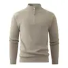 Suéteres de malha estilo europeu e americano para homens, nova coleção outono/inverno, suéter masculino com zíper parcial, suéter soltinho estilo coreano com gola alta, segunda pele