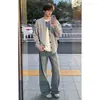 Suéter cárdigan cleanfit gris claro para hombre otoño perezoso punto de alta gama suelto canalla guapo chaqueta casual