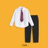 Conjunto Versátil de Camisa e Calça para Meninos, Estilo Preppy Roupas Infantis, Uniforme Escolar, Terno de Performance Liso para Menino