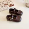 Zapatos de Cuero para Niñas de 3-6 Años Mary Janes Estilo Primavera/Otoño Suela Suave Zapatos de Princesa Zapatos Individuales para Niños Zapatos Blancos Marrones para Bebé