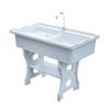 Pila de Lavandería de Piedra de Cuarzo Balcón Hogar con Tabla de Lavar Patio Exterior Lavabo de Lavandería Mármol Lavadero Integrado