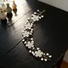 Acessórios de Cabelo Artesanais para Noivas Headpiece de Casamento Estilo Coreano Fita de Cabelo com Pérolas Torcidas Corrente de Cabelo Macia Faixa de Cabelo com Pérolas Florzinhas Pequenas Foscas Noiva