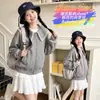 Abrigo para Niñas 2026 Otoño Nuevo Estilo Universitario Infantil Cuello de Encaje Top Cardigan Holgado con Cremallera para Niña Pequeña