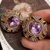 Pendientes Cuadrados de Diamante con Aguja de Plata Estilo Medieval Pendientes Retro Transfronterizos de Empleo Nicho Lujo Ligero Pendientes de Gama Alta Venta al por Mayor