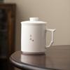 Taza de Té de Jade Grasa de Cordero Dehua Personal Cerámica Escrita a Mano Taza de Oficina Separación de Té y Agua Taza de Té con Tapa Caja de Regalo