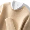 Suéter de Cashmere 2026 Inverno Novo Masculino Gola Redonda Cor Sólida Malha Camada Base Meia-idade Casual de Negócios Suéter Quente